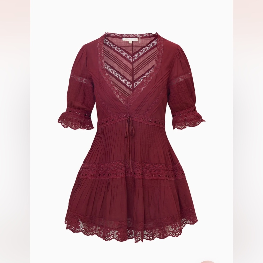 LoveShackFancy Off-White Lace Trim Dress - Picture 6 of 7